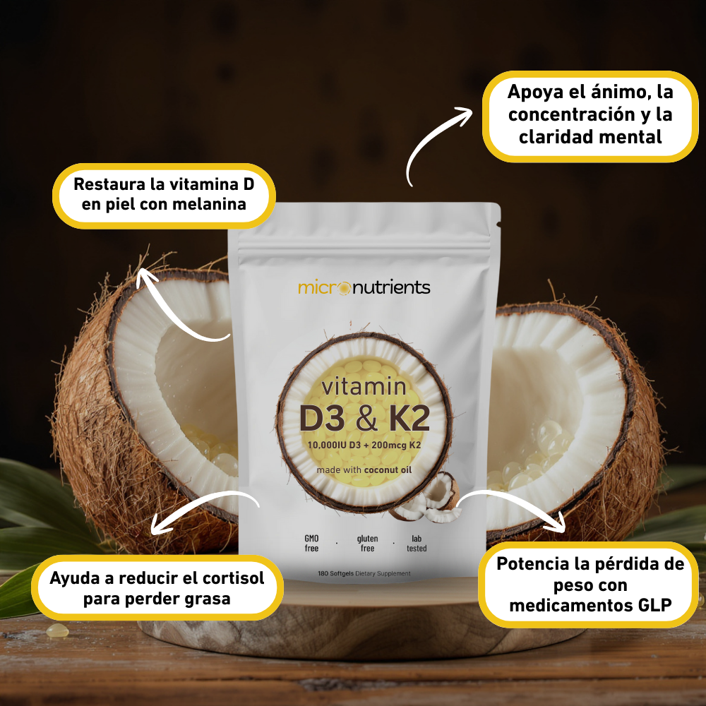 Vitamina D3 y K2 de alta potencia