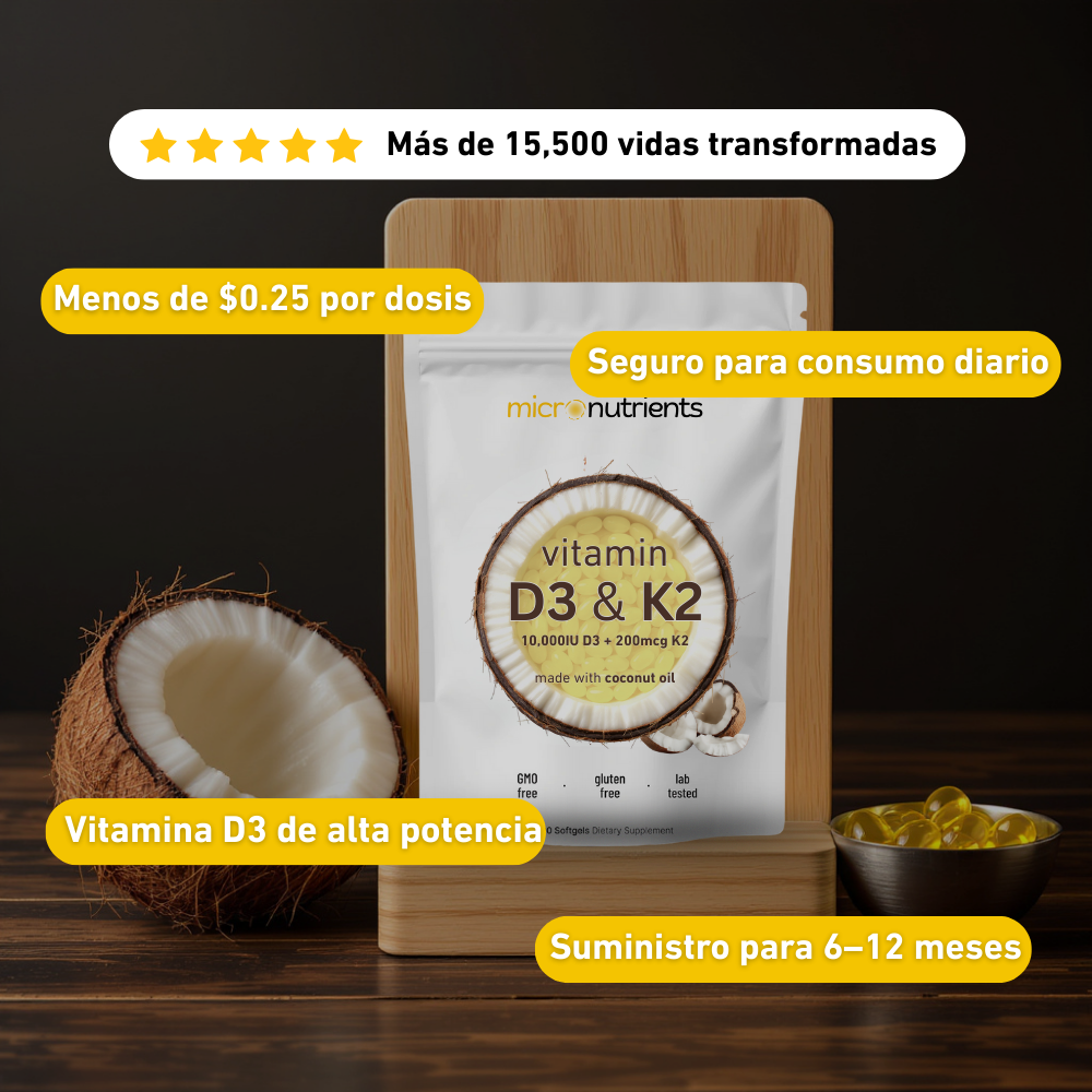 Vitamina D3 y K2 de alta potencia