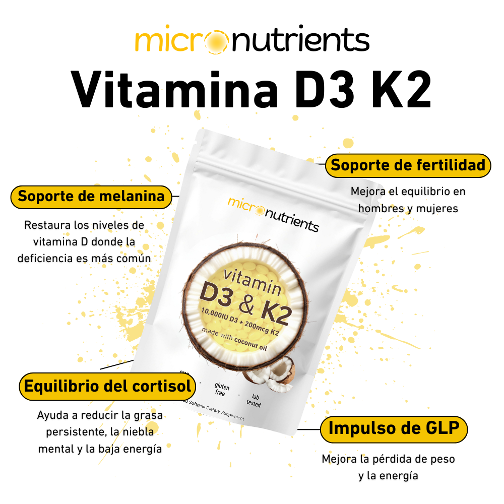 Vitamina D3 y K2 de alta potencia
