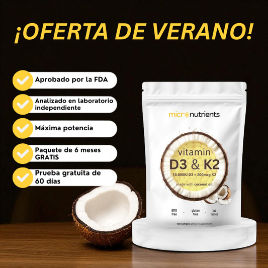 Vitamina D3 y K2 de alta potencia