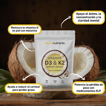 Vitamina D3 y K2 de alta potencia