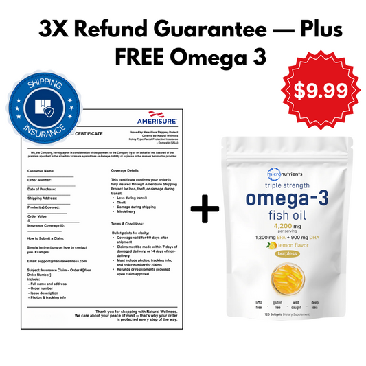 3X Shipping Insurance + FREE Omega 3 Fish Oil